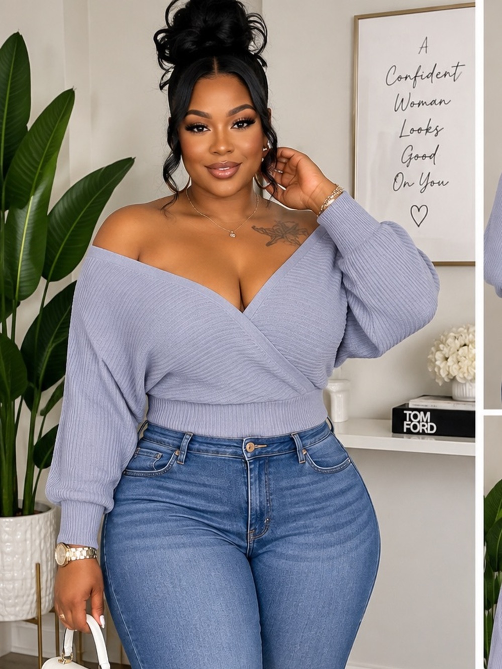 Off-Shoulder Ribbed Knit Sweater Top